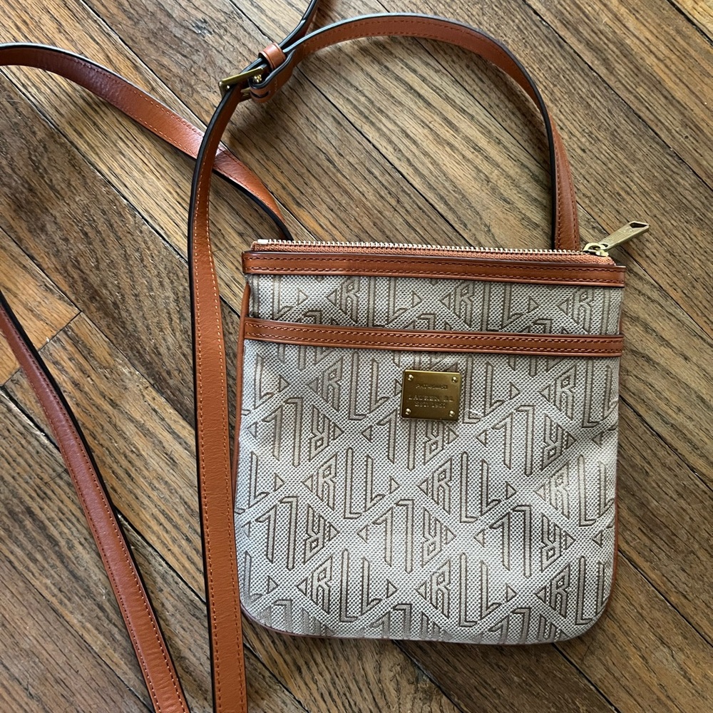 Lauren Ralph Lauren Beige and Brown Crossbody Bag